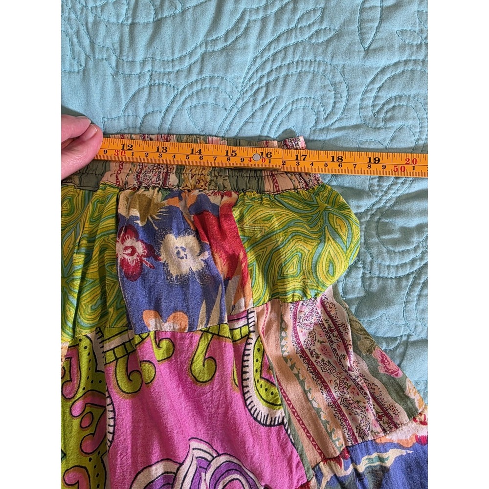 Multicolor Floral Patchwork Tiered Drawstring Cot… - image 6